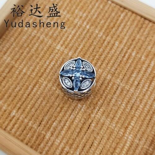 925 Sterling Silver Winter Christmas Jewelry Sparkling Ice Crystal Snowflake Beaded Charm Diy Bracelet Women Gift