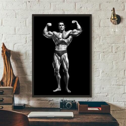 Arnold Schwarzenegger Double Bicep Pose Classic Photography Poster Boys Man Room Gym Wall Art Prints Canvas Painting Decoration