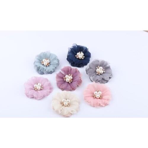 50pcs/lot Satin Mesh Flowers DIY Kids Hair Accessory Wedding Decoration Flower Hair Flower Accessories