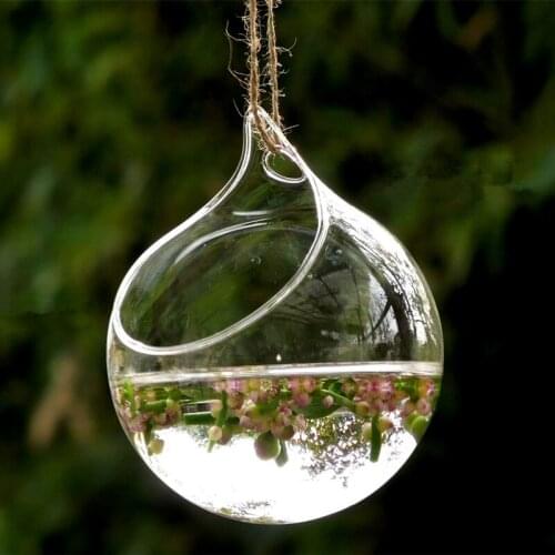 6pcs/pack Diameter=12cm Middle Size Hanging Glass Terrarium Vase Beautiful Wedding Decorative Prop Hanging Glass Vase