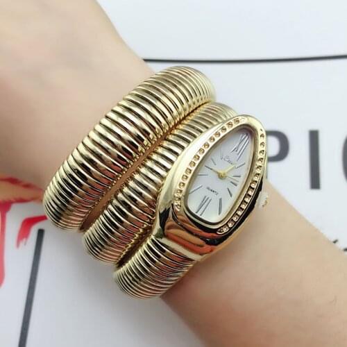 New Luxury Brand Women Watch Cool Snake Bangle Watche Snake Quartz Gold Watch Diamond Wristwatch Fashion Ladies Wristwatch
