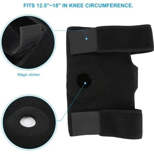 Black Outdoor Breathable Nylon Neoprene Knee Support Sleeve Active Wear Adjustable 3 Strap Closure Ultimate Protection