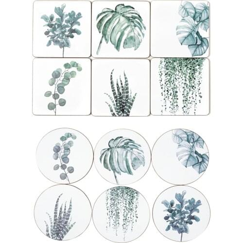 100PCs CFen As Plant Printing Wood Coaster Cup Pad Non-slip Heated Mat Coffee Tea drink Coasters Brand Mat hand painted