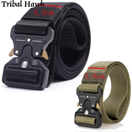 Mens Military Belt Tactical Army Molle Combat Nylon Belt SWAT Knock Off Emergency Survival Casual Waist Belt 3.8cm 4.3CM Width
