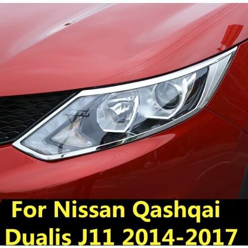 For Nissan Qashqai Dualis J11 2014-2017 front fog lamp shield cover Front fog lamp trim car accessories car-styling ABS Chrome