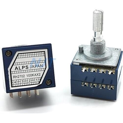 Double Volume Potentiometer RH2702 8 Pin Serrated Split Shaft 6MM Precision 27-type A100K 100KAX2 Audio Volume Control