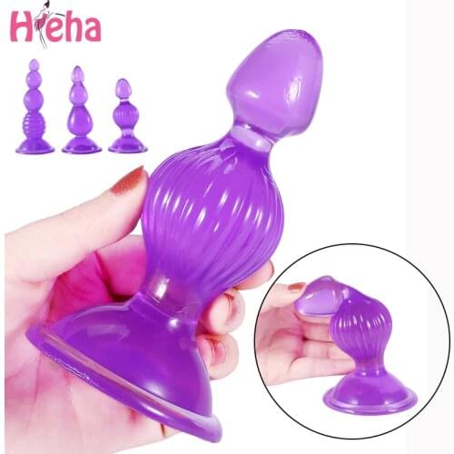 Erotic Soft Jelly Dildo Anal Plug Beads Realistic Penis Strong Suction Cup Dick Toy for Adult G-spot Orgasm Sex Toys for Woman