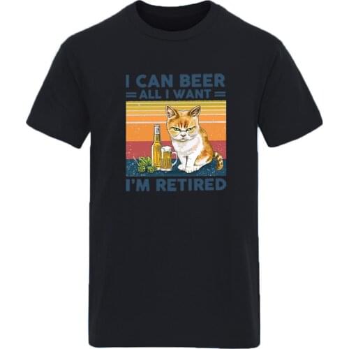 I Can Beer Cat Round Neck Oversize T-shirt For Man Fashion Clothing Tees Male Hip Hop Retro 2020 New Arrival Homme Camisetas