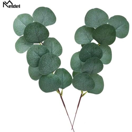 Meldel Artificial plant 10 pcs silk eucalyptus leaf high imitation amine branch floral material home decoration fake leaves