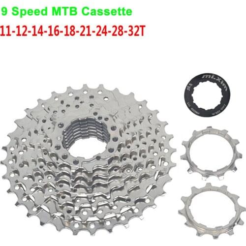 11T-32T MTB 9 Speed Flywheel Card Type Bicycle 27 Speed Cassette Freewheel Compatible for Shimano Sram Sunrace