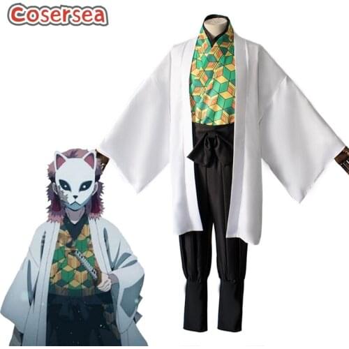 Cosersea Anime Demon Slayer Sabito Cosplay Costume Kimetsu no Yaiba Women Kimono Sexy Costume Halloween Outfit