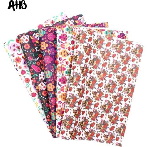 AHB 22 *30cm Halloween Skull Synthetic Leather Sheet Artificial Leather DIY Mexico Death Day Festival Decor Knotbow Bags Making