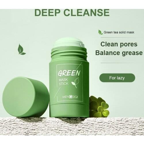 Green Tea Deep Cleansing Mud Mask Oil Control Anti-Acne Eggplant Solid Masks Purifying Clay Stick Mask Moisturizing Skin Care