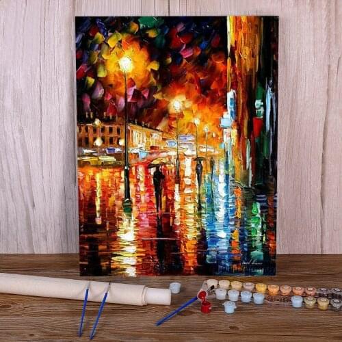 Rain Night City Painting By Numbers Complete Kit Acrylic Paints 50*70 Picture By Numbers Photo Decoration For Children Art