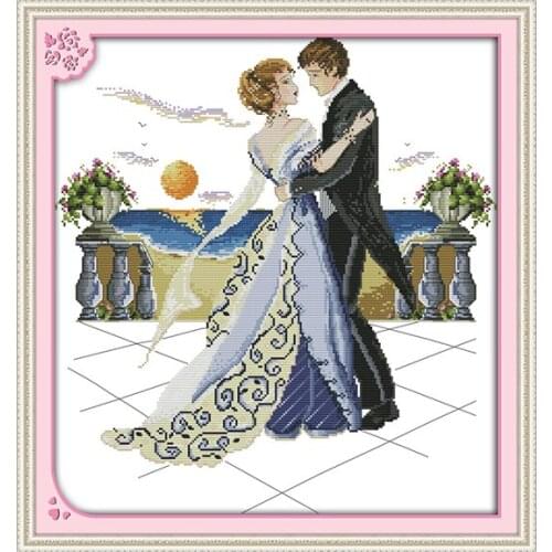 Joy Sunday Character Pattern Perfect Dance Partner Cross Stitch Needle Kit 1114CT DMC Canvas Print14CT Cross Stitch Kit DIY Gift