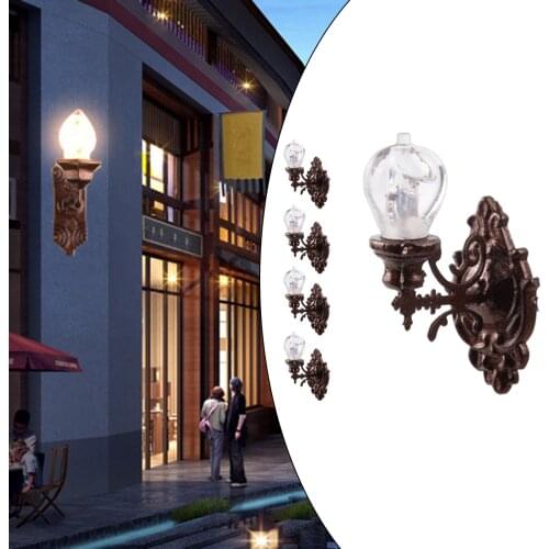 Pack of 5 Wall Light 1/87 Ho Scale Microstellroom Ornament Lamp Courtyard Micro