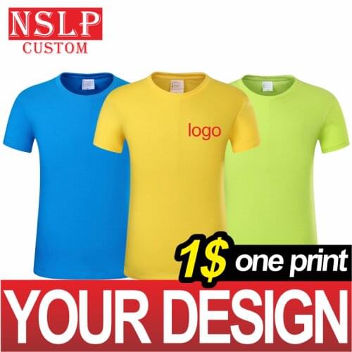 NSLP European Yardage Solid Color Top Cotton Round Neck T-shirt Summer Sportswear Custom Printed Embroidery 2021 New