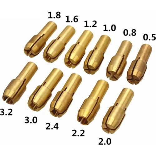 11Pcs Mini Durable Drill Brass Collet Chuck Accessories for Dremel Rotary Power Tools