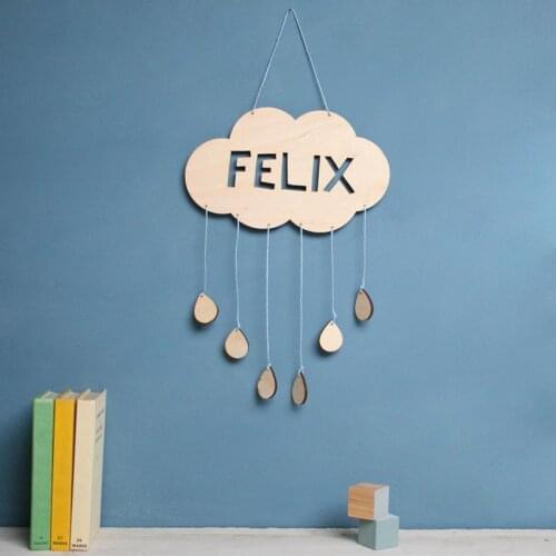 Personalized Cloud Dream Catcher ,Nursery Name sign ,Baby Shower gift birth ,Laser Cut Name Sign