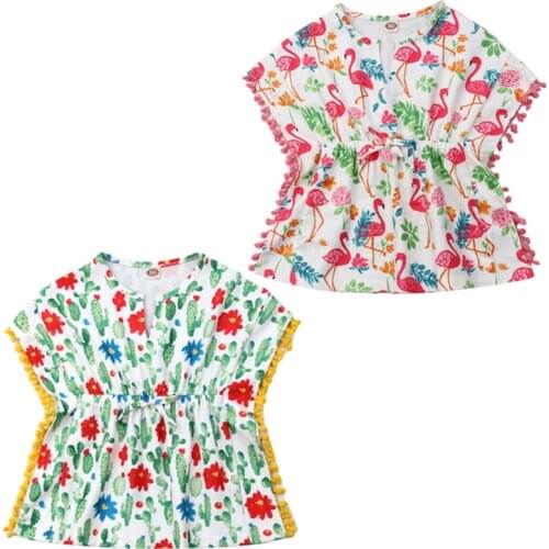 Casual Kid Baby Girl Dress Holiday Beach Sundress Flower Dresses Bikini Cover UP