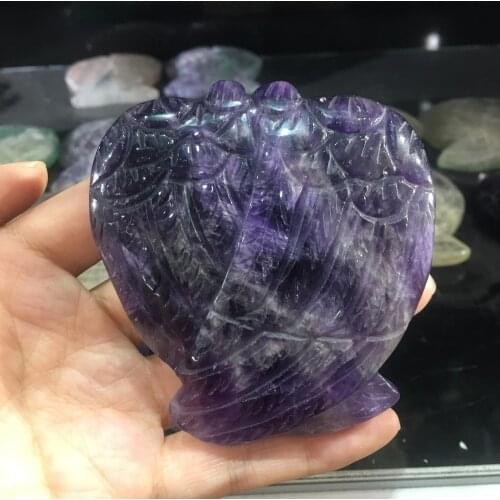 Natural Rainbow Dream amethyst Gemstone Handmade Carved Angel Wing