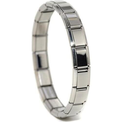 Adjustable stainless steel bracelet 9mm classic size 18 links shiny Italian charms link starter bracelet