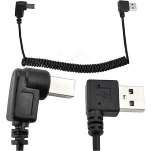 USB 2.0 A Male to USB Type B Male Cable USB 2.0 Type B Right Angle Male to USB 2.0 A Male Right Angled Spiral Coiled Cable 1m