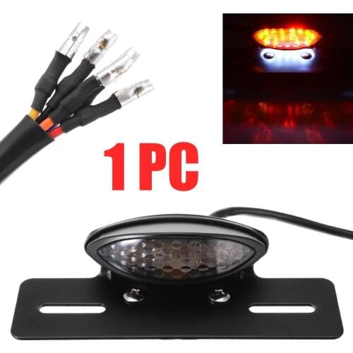 12V LED Motorcycle Bobber Red Rear Tail Brake Light Yellow Turn Signal License Number Plate Integrated Lamp Accessories
