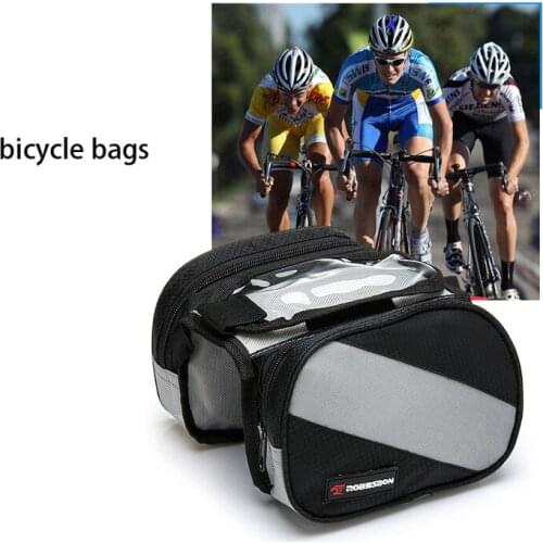 Waterproof Bicycle Bag Frame Front Head Top Tube Cycling Bag Double IPouch 4.3 Inch Touch Screen Bicycle bike Bag Accessories