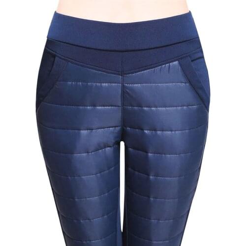 Womens Pants Large Plus Size 6XL Winter Duck Down Warm Female Outer Wear High Waist Skinny Velvet Thicken Padded Trousers Pants