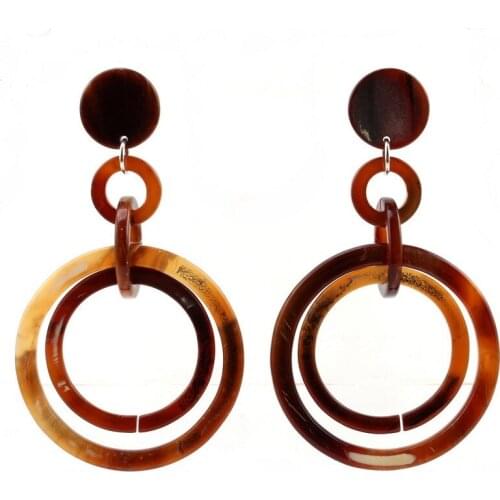 Big Resin Round Circle Pendant Long Statement Earrings for Women Florate Brand Handmade Party Fashion New Drop Dangle Earrings