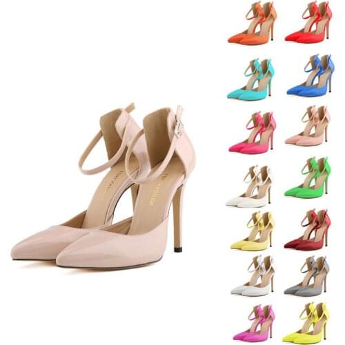 Hot Thin High heels Female Shoes Party Woman Pumps Pointed Toe PU 11CM Buckle Strap shoes for women women shoes 2020 size 35-42