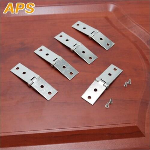 2Pcs Cabinet Door Luggage Hinges 4 Holes Jewelry Wood Boxes Hinges Furniture Decoration with Screws 74*20mm Sliver