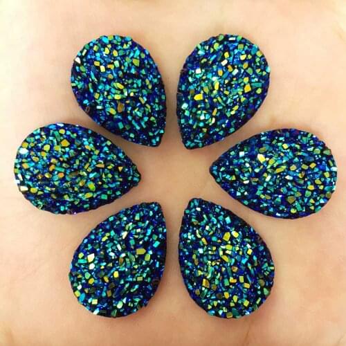 20PCS AB Black resin 18*25mm ore teardrop Flatback rhinestone scrapbook DIY wedding ornaments appliques PF433*2