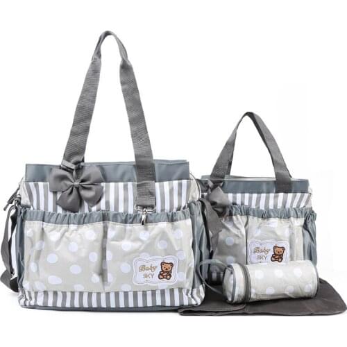 38*30*17cm 4pcs Baby Diaper Bag Suits For Mom Baby Bottle Holder Mother Mummy Stroller Maternity Nappy Bags Sets