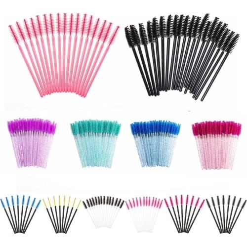 5/10/50pcs Luxury Crystal Eyelash Brushes Plastic Disposable Makeup Eyelash Brushes Mascara Wands Brush Applicator Set