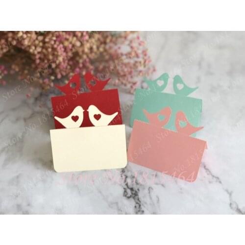 50pcs Wedding Place Cards Love Birds Party Table Name Activity Cards Invitation Card Banquet Party Decoration Supplies