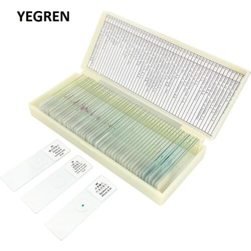 50 Kinds Microscope Prepared Glass Slide School and Laboratory Biological Specimen for Student Biological Teaching Studying
