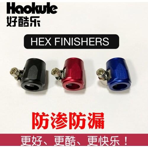 6AN/AN6 Push On Hose End Cover Clamp Adapter Blue Aluminum Anodize Fitting Hex Finishers 6AN