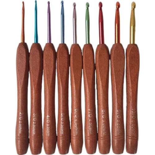 ABSF Crochet Hook Set,Wood Handle Crochet Hook Needles for Crocheting Knitting Needles Thick Head Tool DIY Crafts Accessories