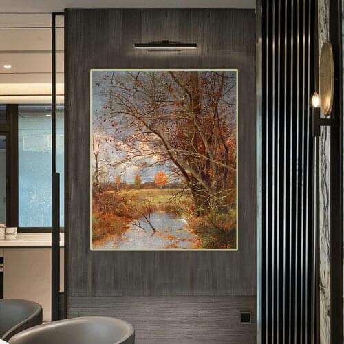 Adolf Kaufmann《Autumnal Landscape》Canvas Oil Painting Aesthetic Poster Picture Wall Hanging Decor Home Living Room Decoration