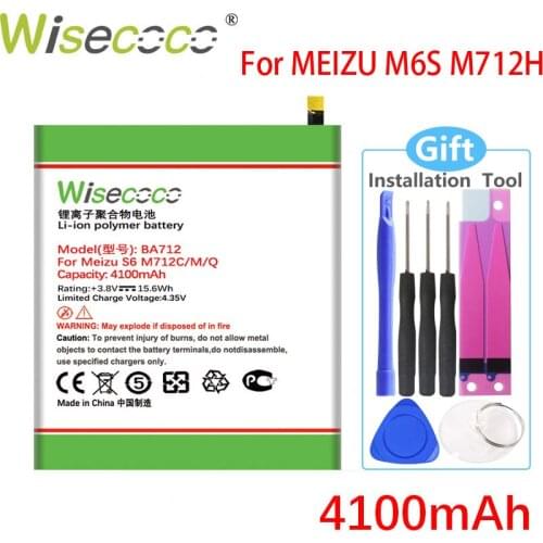 Wisecoco BA712 4100mAh Battery For MEIZU Meilan M6S S6 M712Q M712M M712C M712H Phone Battery Replace+ Tracking Number