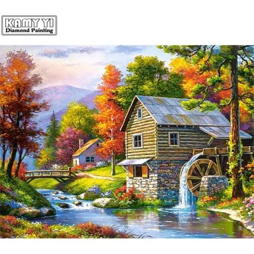 DIY 5D Diamond Embroidery Landscape Handmade Diamond Painting Village Needlework Mosaic Cross Stitch Home Decor