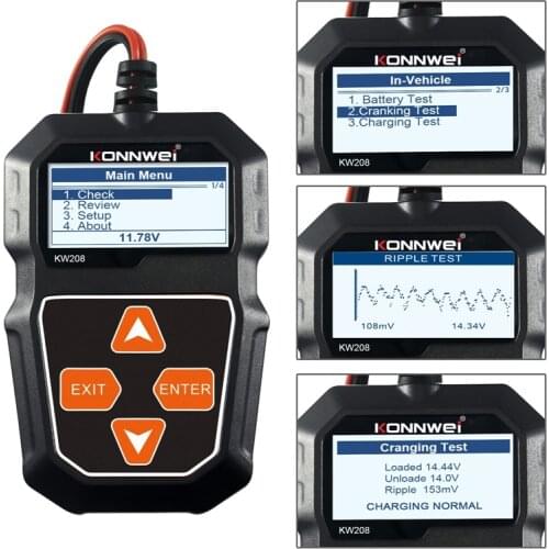 KW208 100 to 2000CCA Digital Automotive Diagnostic Car Battery Analyzer Cranking Charging Scanner Tool 12V Car Battery Tester