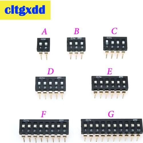 Cltgxdd 10pcs Slide Type Flat toggle Switch Module KM-2P/3P/4P/5P/6P/8P/10P gold-plated Feet Black 2.54mm chip DIP switch