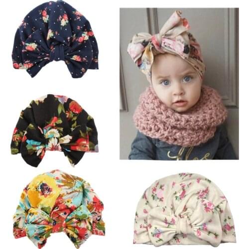 Children Print Baby Girl Hat Kids Bow Cap Newborn Girls Hat Photography Accessories Props Spring Autumn Modis Beanie