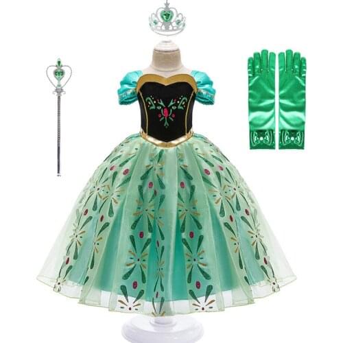Girl Cosplay Princess Dress Costume Kids Halloween Clothes Children Birthday Carnival Fancy Party Disguise Ring Bearer