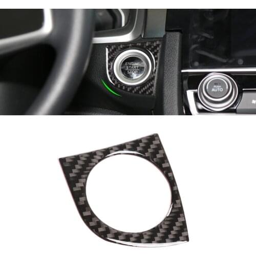 For Honda Civic 10th Gen 2016 2017 2018 2019 Car Carbon Fiber Interior Ignition Switch Key Hole Frame Cover Trim