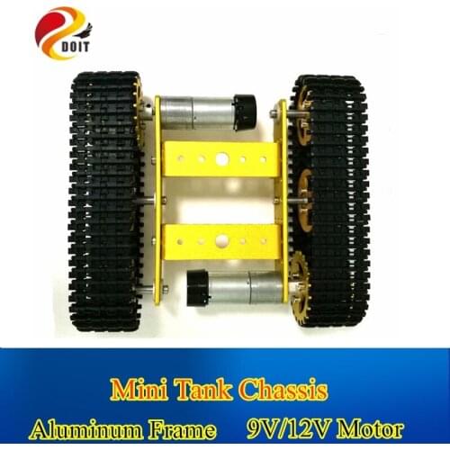 DOIT RC Metal Robot Tank Chassis mini T100 Crawler Caterpiller Tracked Vehicle with Plastic Track 2 Motors for Robot Platform RC
