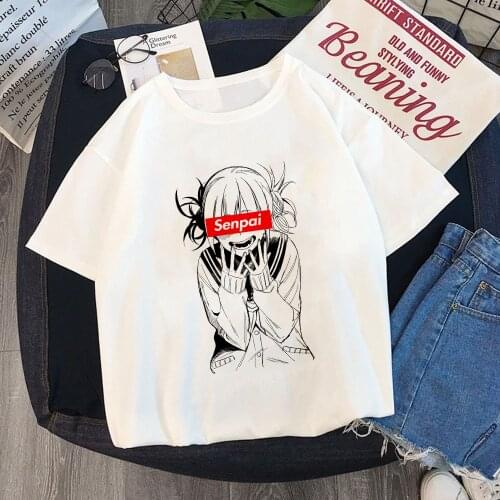 Senpai Tshirt Himiko Toga Print Japanese Anime Ahegao T Shirt Women Harajuku Boku No Hero Academia T-shirt Top Tees Female